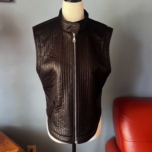 Vintage Mango Au Naturel black shiny vest made in Canada GUC